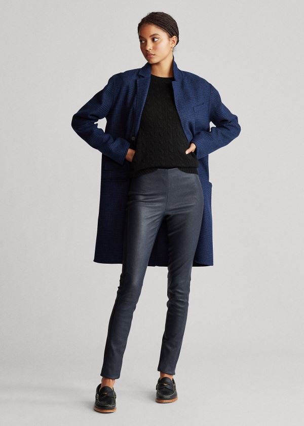 Pantalones Polo Ralph Lauren Mujer Azul Marino - Leather Skinny - XERSD6815